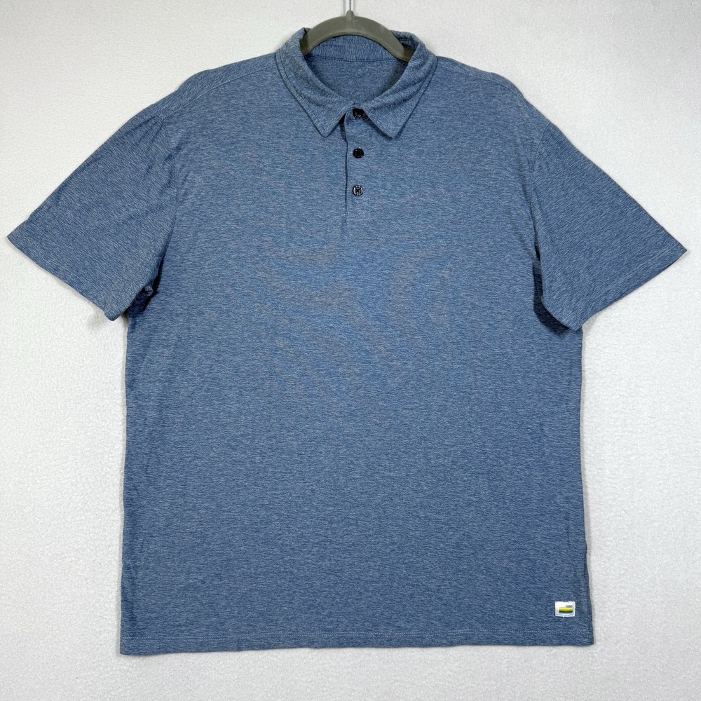Vuori Strato Tech Polo Shirt Mens Large Blue Performance Activewear Stretch V188